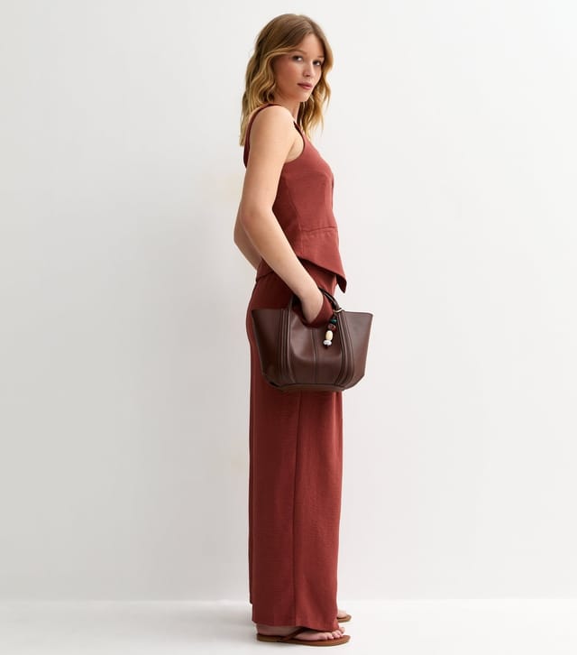 New Look Women's Red Wide Leg Pleated Trousers New Look - 3