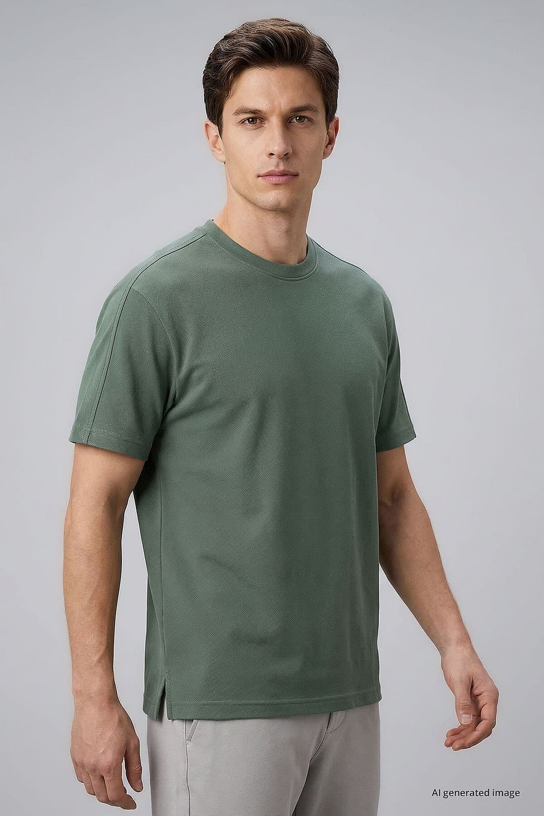 Tommy Life Tommy Life Men's Viscose-Blend T-Shirt in Khaki