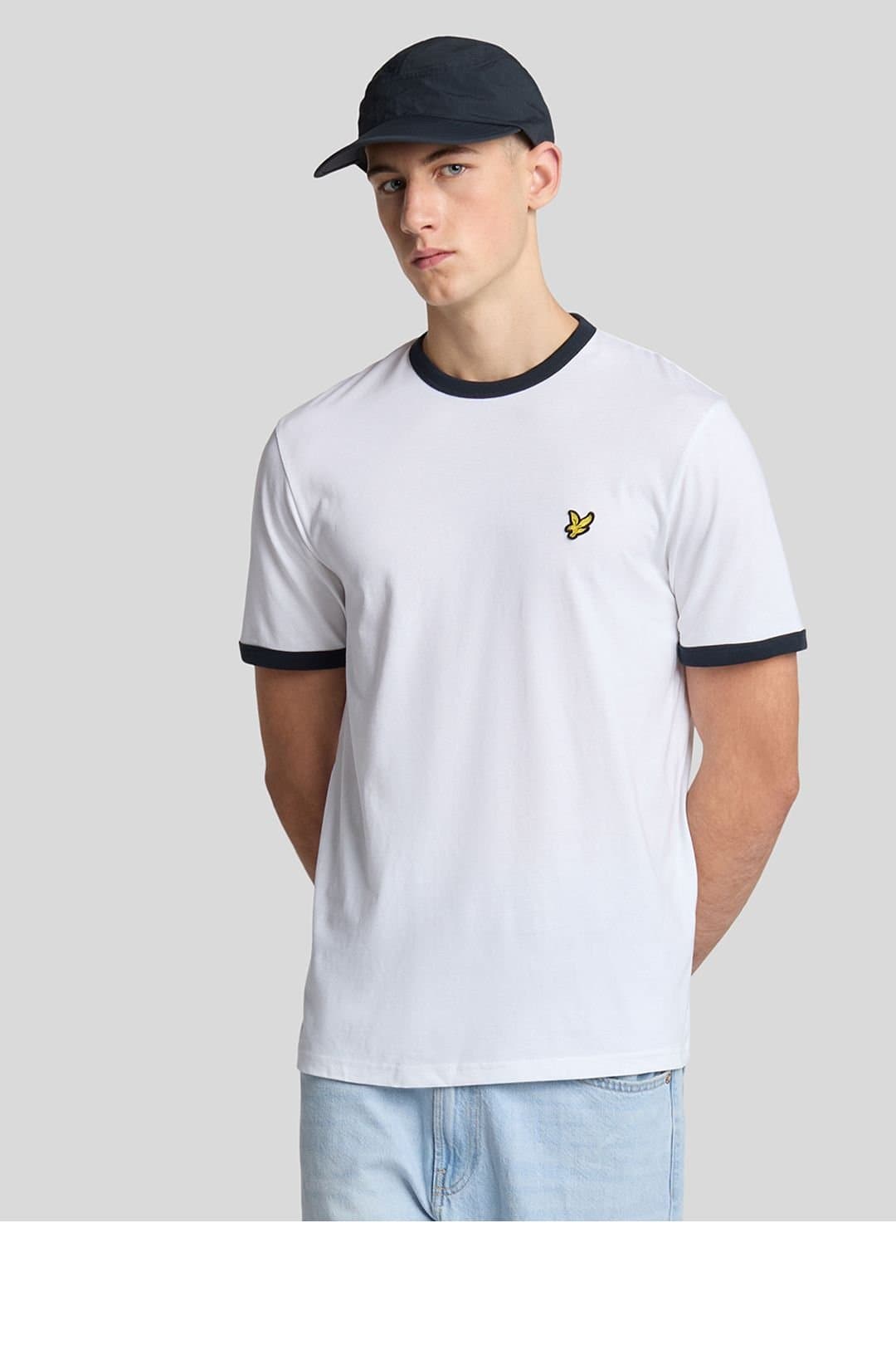 Lyle & Scott Lyle & Scott Men's Ringer T-Shirt White/ Dark Navy in Mono