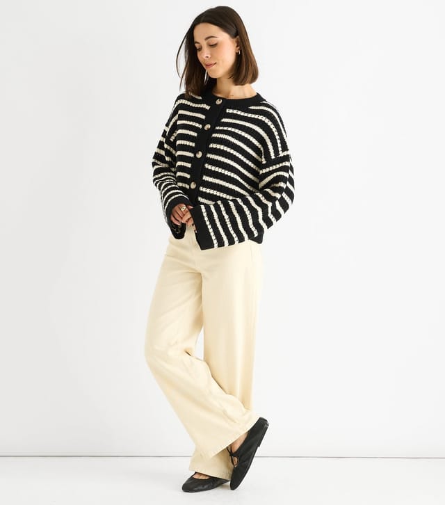 Gini London Women's Black Striped Cardigan Gini London New Look - 3
