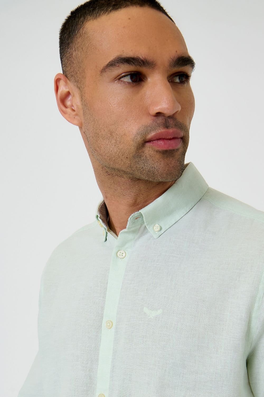 Threadbare Threadbare Men's Linen Blend Long Sleeve Shirt in Light Green - 4