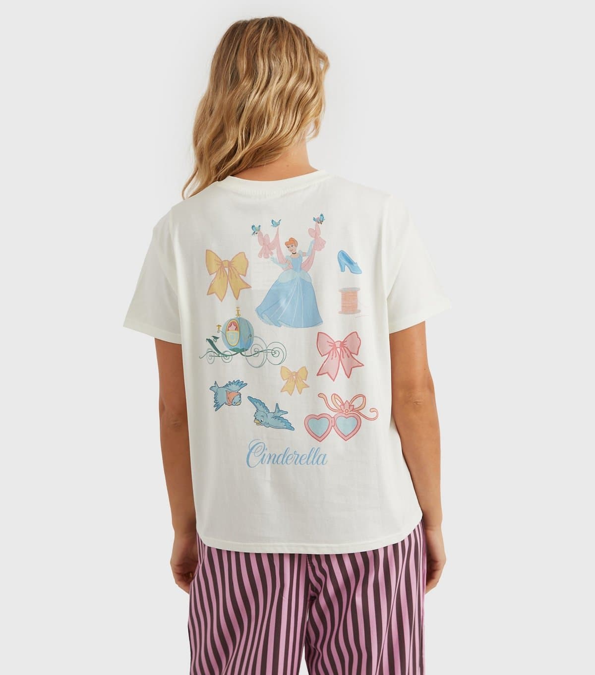 Custard Women's Clothing White Cinderella Print T-Shirt Custard New Look