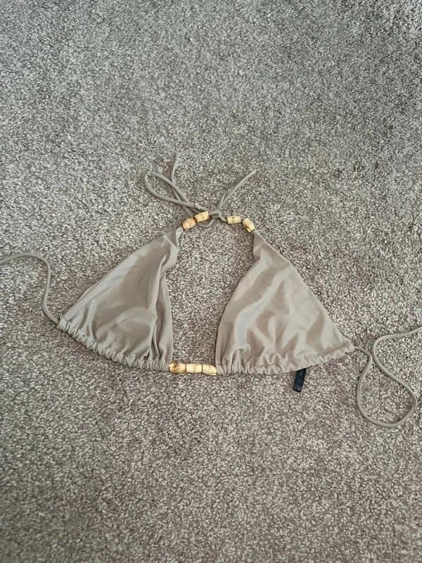 PrettyLittleThing PLT stone bead triangle bikini top