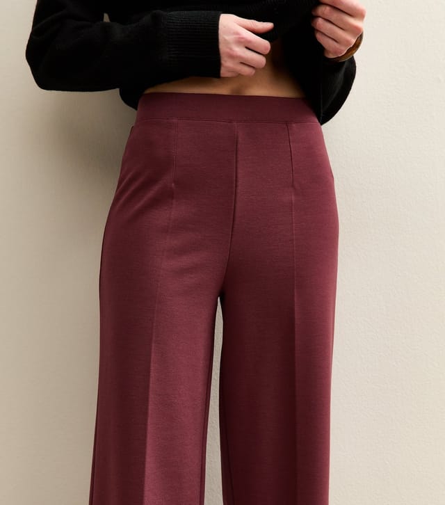 New Look Women's Burgundy Jersey Wide Leg Trousers New Look - 2