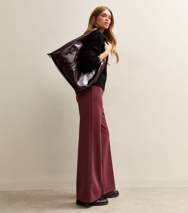 New Look Women's Burgundy Jersey Wide Leg Trousers New Look - 3