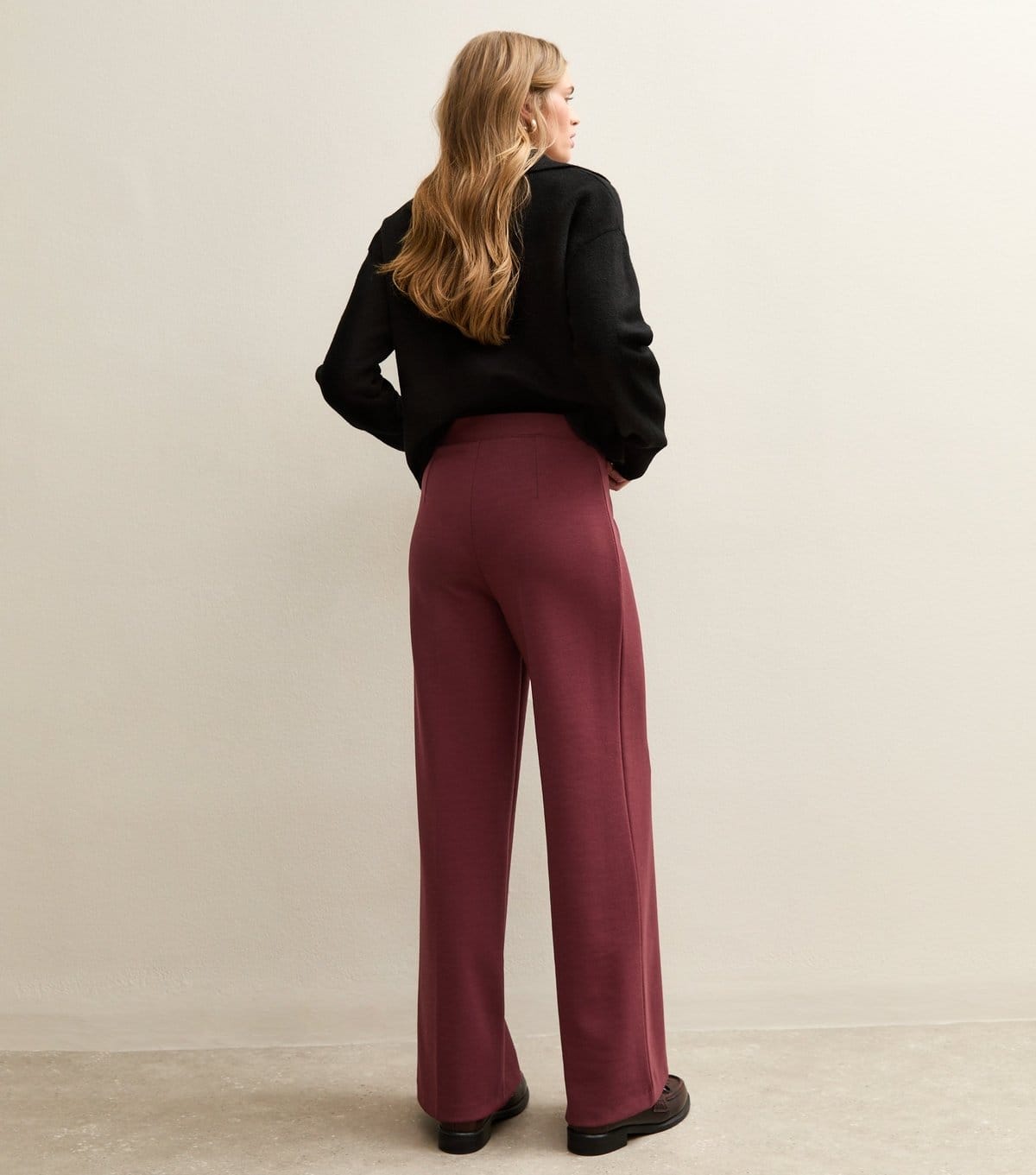 New Look Women's Burgundy Jersey Wide Leg Trousers New Look - 4
