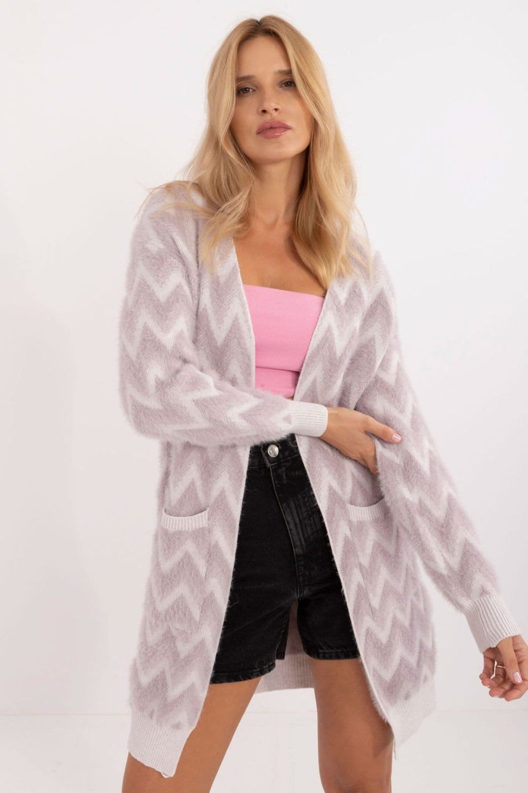 Love Lace Violet Knit Cardigan with Slip Pockets