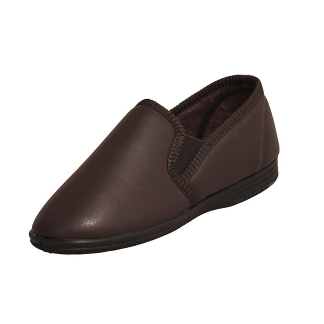 Zedzzz Zedzzz Men's Ivor Grain Upper Twin Gusset Slippers in Brown - 3
