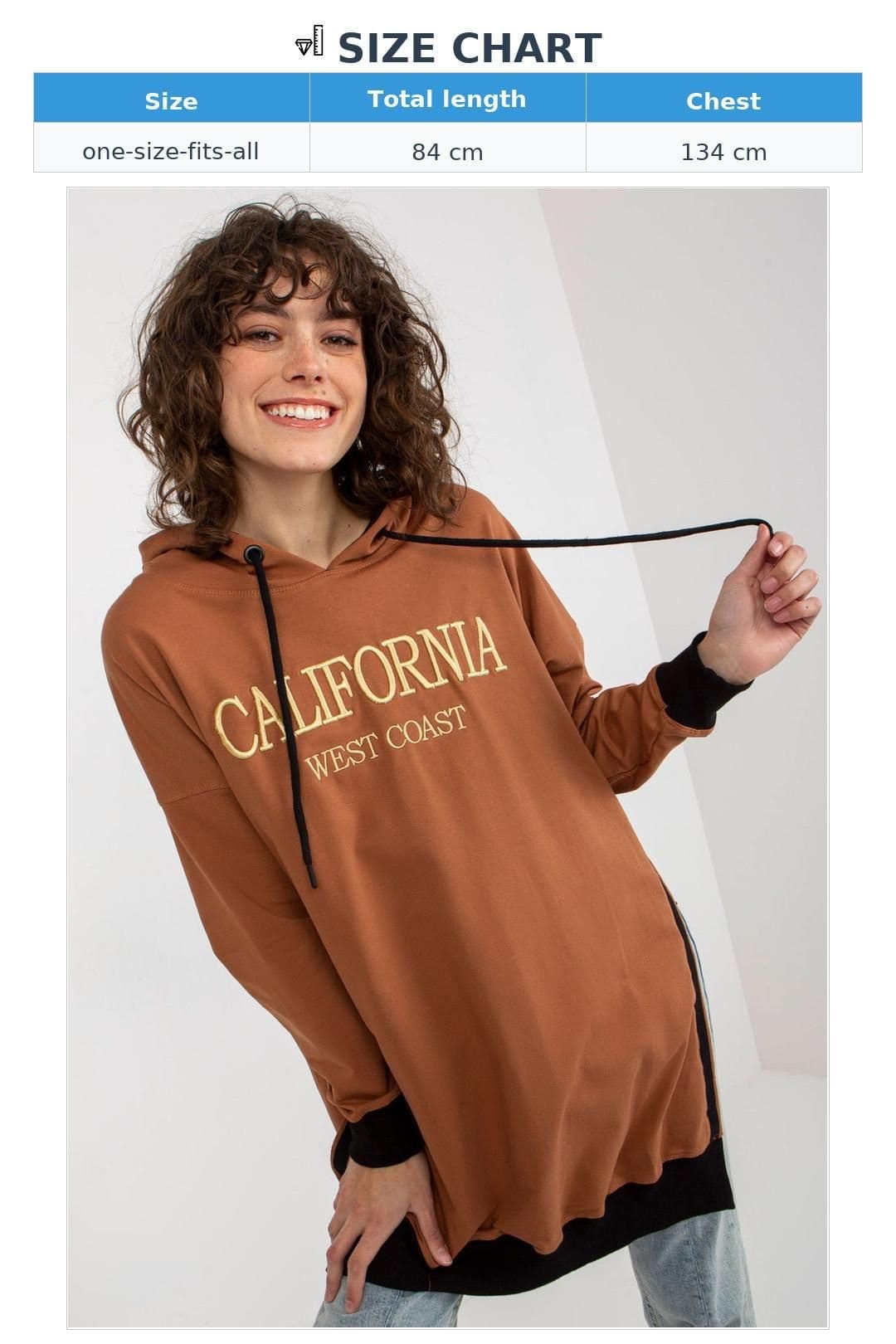 Love Lace Love Lace Women's Long Hooded Casual Sweatshirt with Logo Patch in Brown - 4
