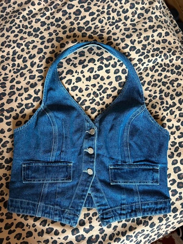 ASOS Denim cropped halterneck top