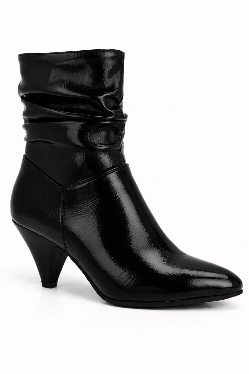 Spot On Spot On Women's Mid Heel Ankle Boots with Soft Ruched Upper in Black