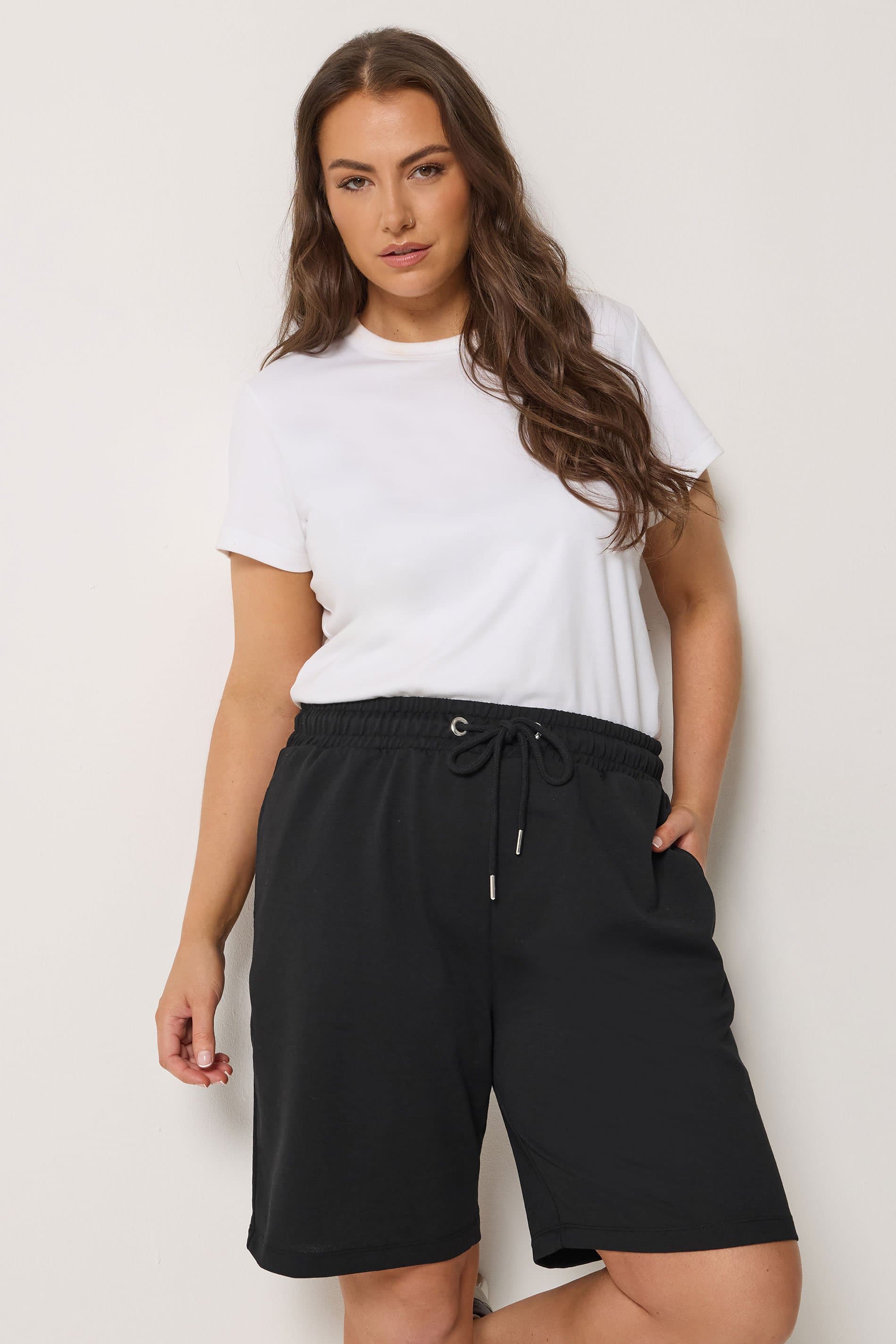 Yours Plus Size Black Drawstring Shorts