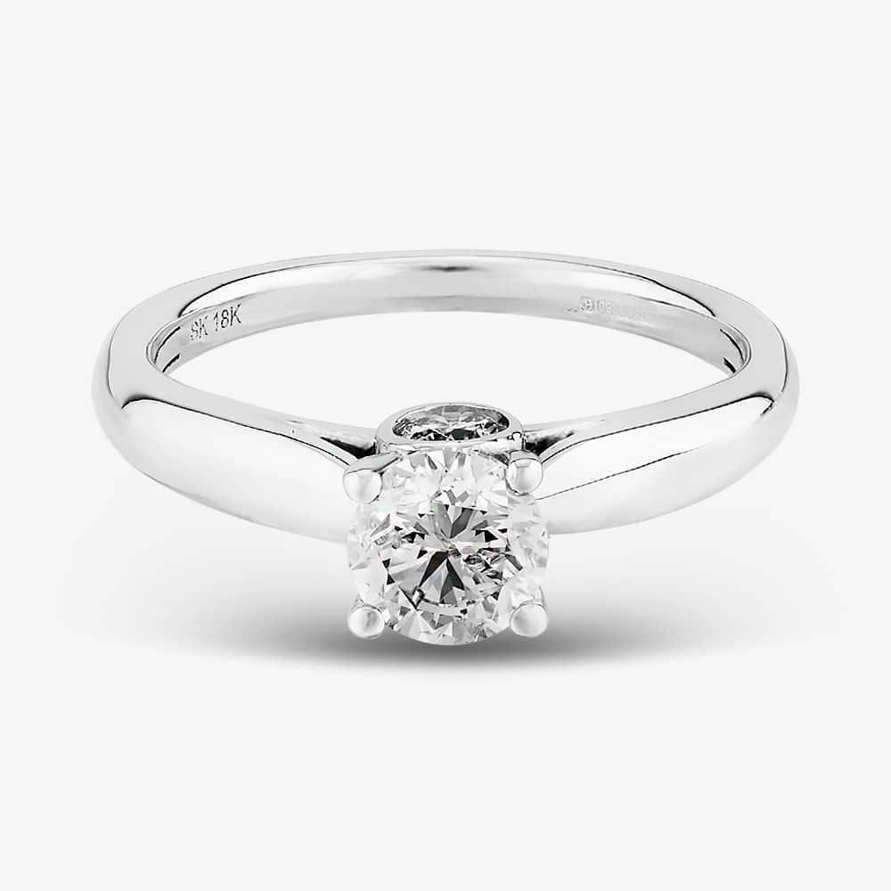 T.H.Baker T.H.Baker Women's 18ct White Gold 1.00ct Diamond Bridge Accent Solitaire Ring TH0119921 K in Silver - 2