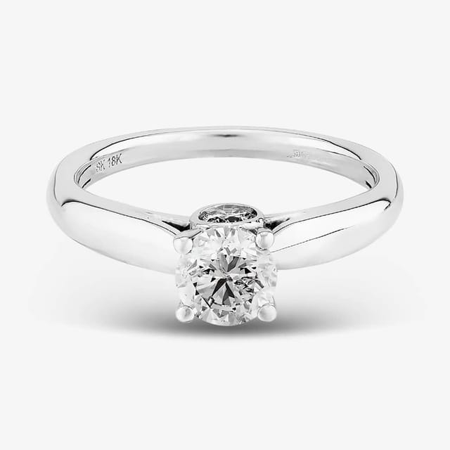 T.H.Baker T.H.Baker Women's 18ct White Gold 1.00ct Diamond Bridge Accent Solitaire Ring TH0119921 K in Silver - 2