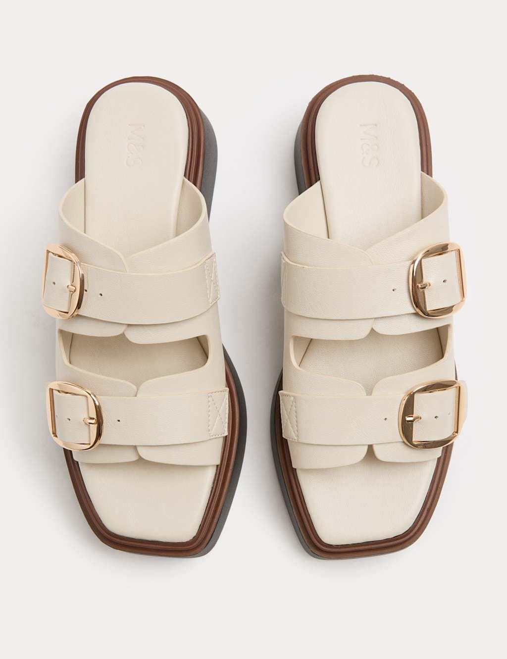 Marks & Spencer M&S Double Buckle Flatform Mules White