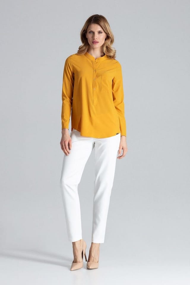 Love Lace Love Lace Women's Classic Long Sleeve Blouse with Snap Front Pocket Style 132488 in Yellow - 2