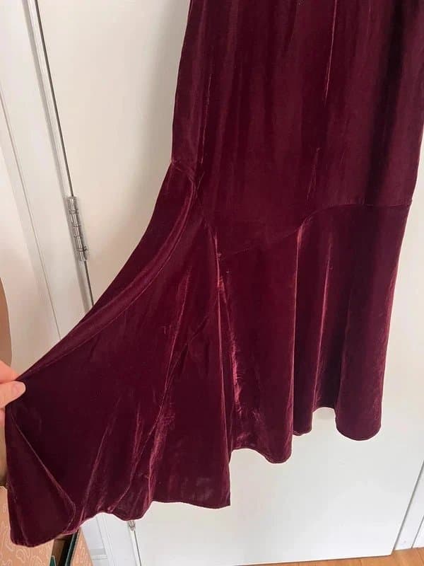 ASOS ASOS Burgundy Velvet Dress – Size S – Elegant Asymmetric