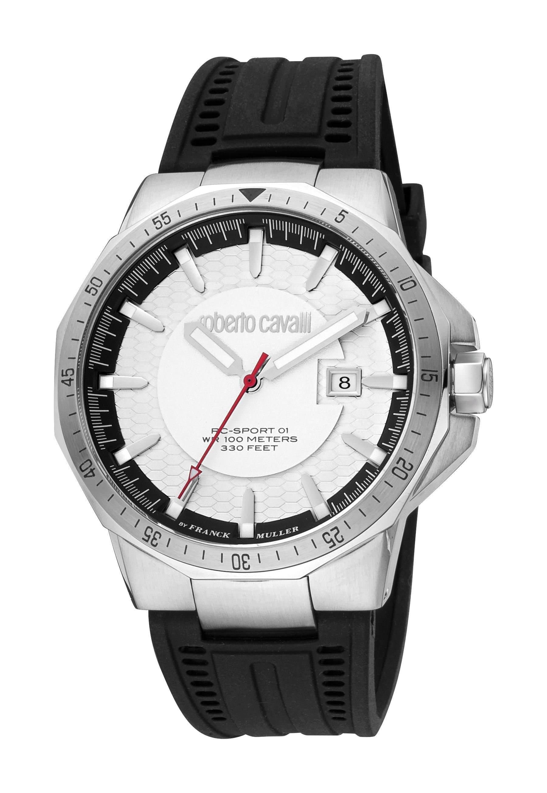 Roberto Cavalli by Franck Muller Roberto Cavalli by Franck Muller Men's White Dial Black Band Watch