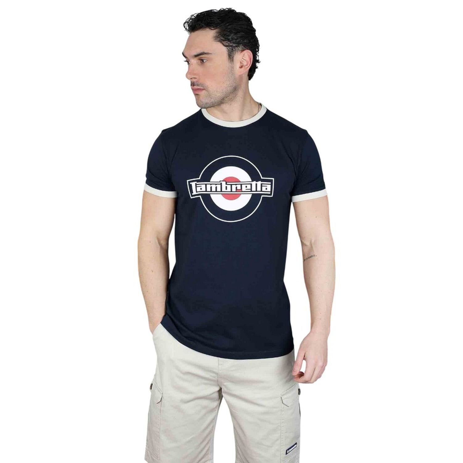 Lambretta Lambretta Men's SS25 Ringer Logo T-Shirt in Dark Navy - 3