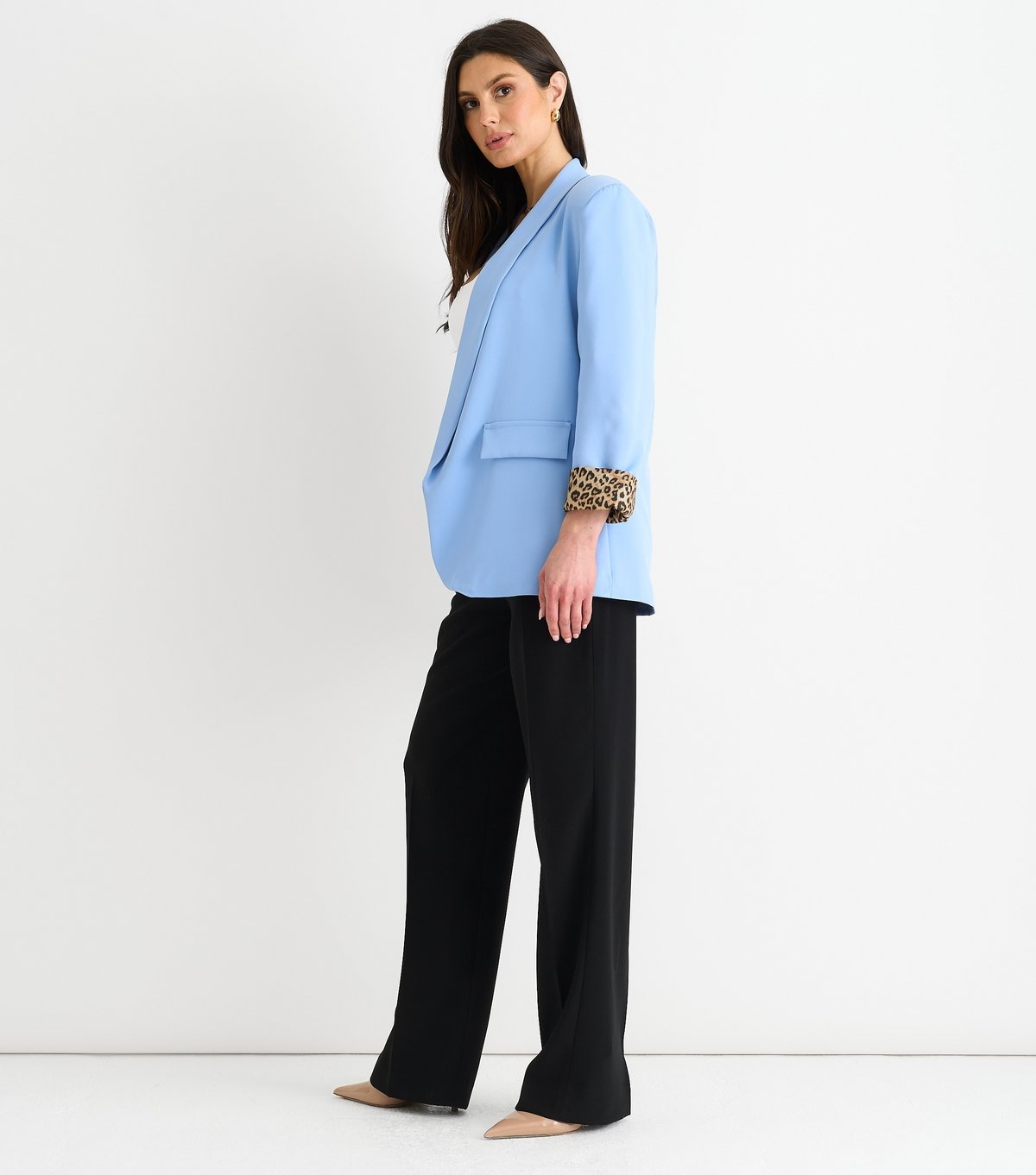 Gini London Women's Blue Contrast Trim Blazer Gini London New Look - 3