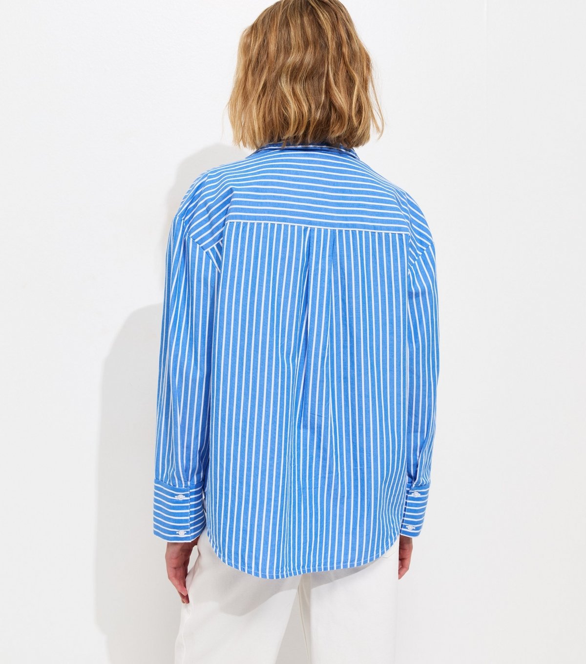 New Look Women's Blue Lace Cutout Pinstripe Shirt New Look - 4