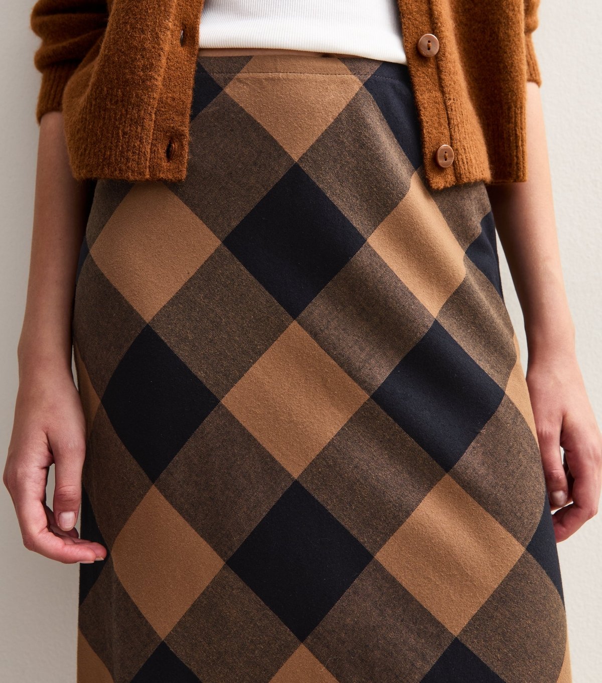 New Look Women's Brown Check Midi Skirt New Look - 2