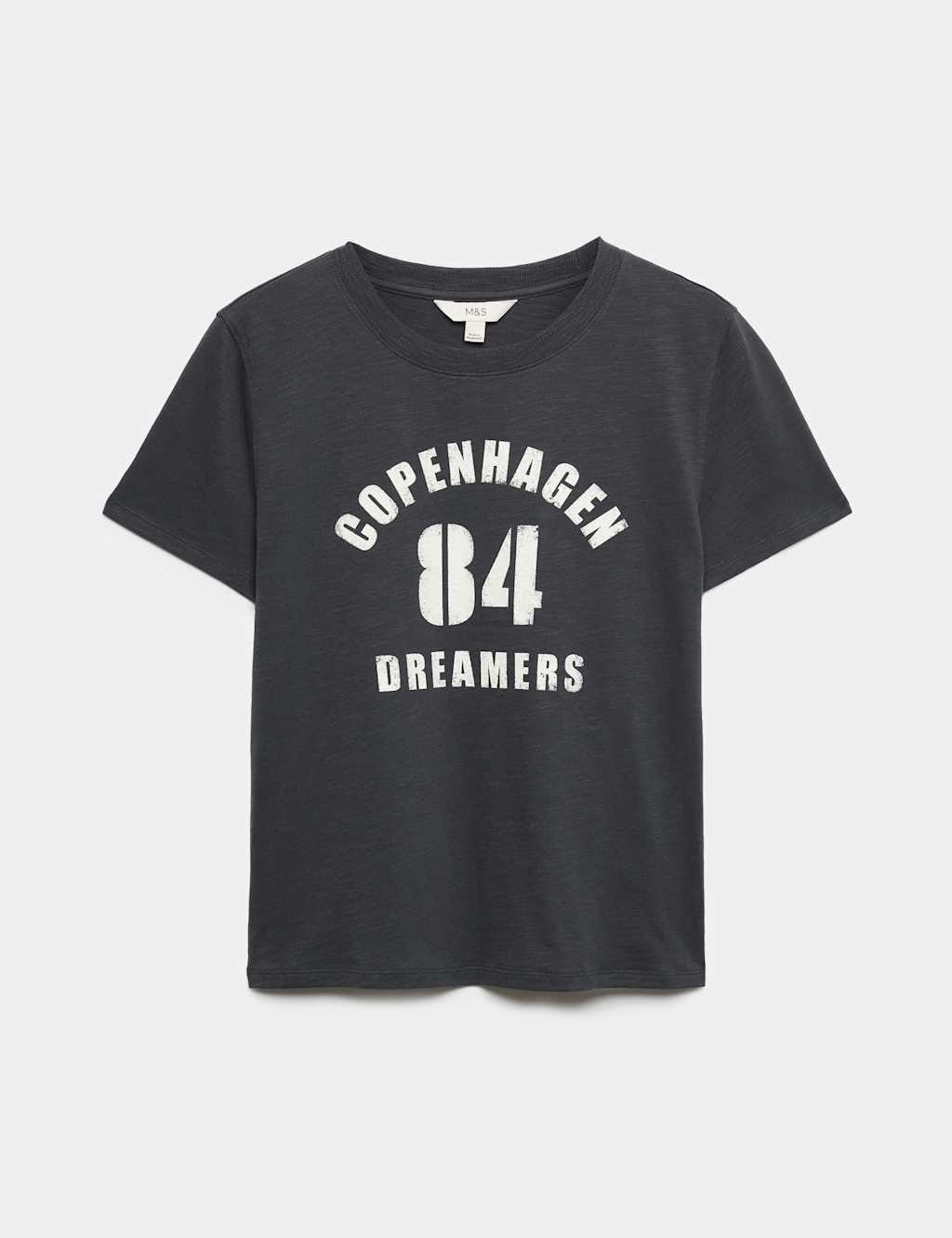 M&S Black Cotton Graphic Slim Fit T-Shirt