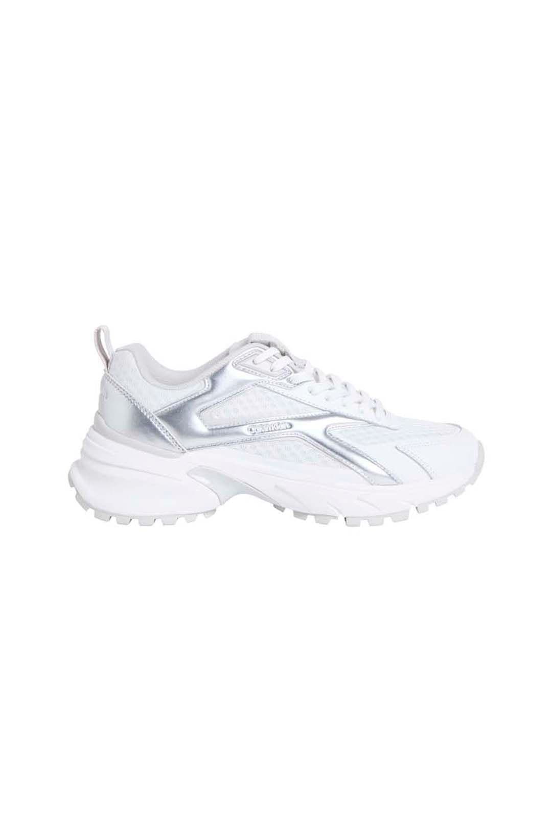 Calvin Klein Calvin Klein Women's Hike Run Ckstripe Mesh Metbright White/Silver in White