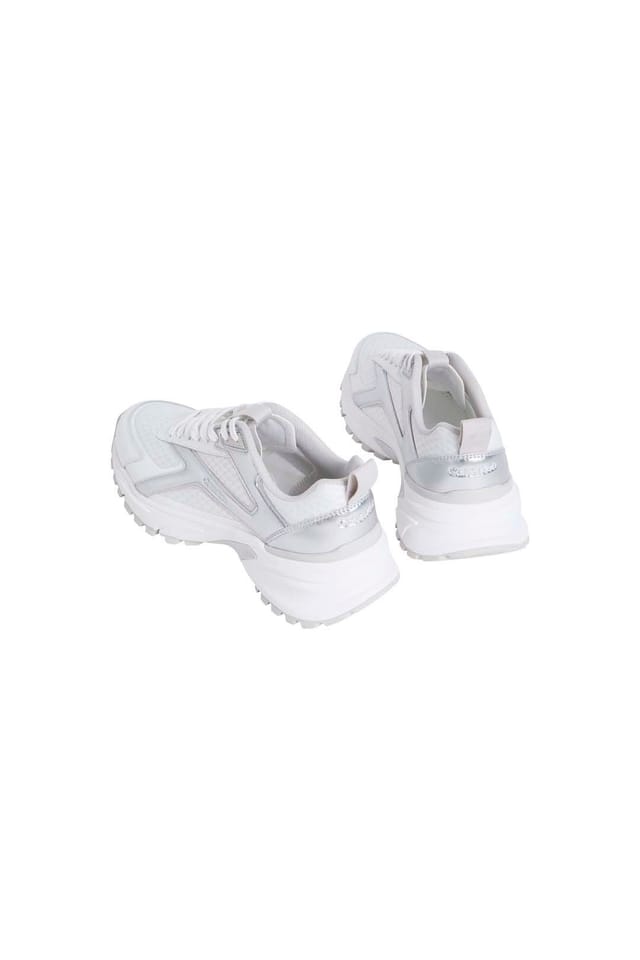 Calvin Klein Calvin Klein Women's Hike Run Ckstripe Mesh Metbright White/Silver in White - 3