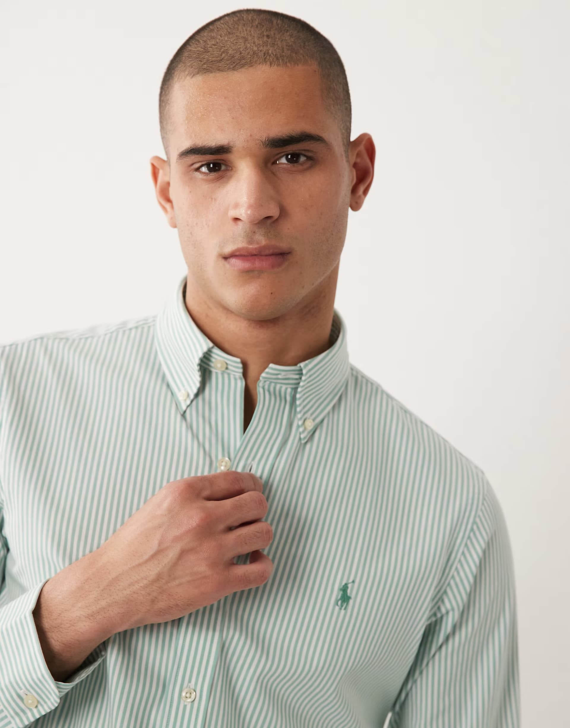ASOS Polo Ralph Lauren icon logo striped shirt in light green