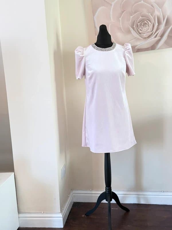 River Island River Island Pink Velvet Embellished Mini party evening Dress RRP £62