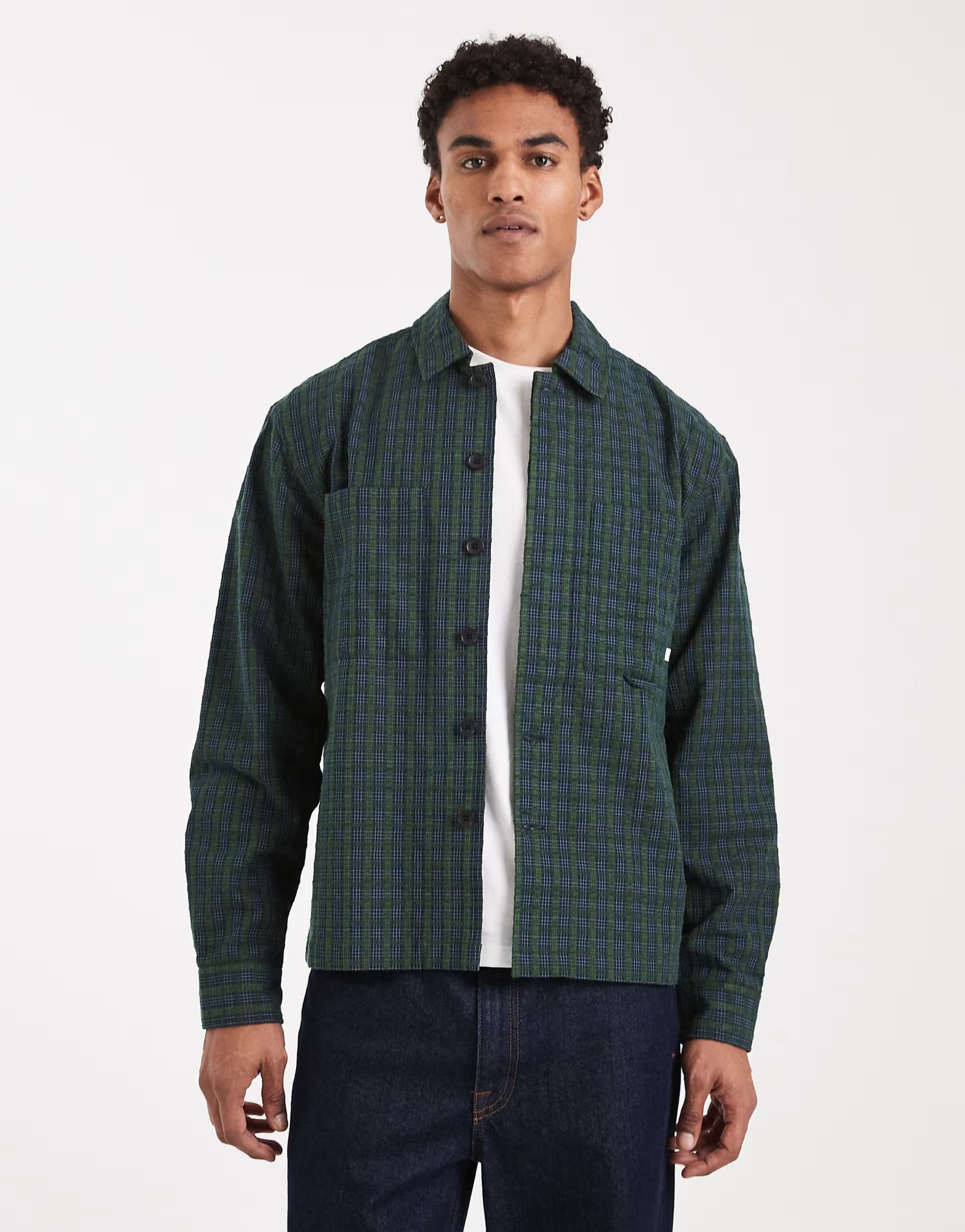 ASOS Farah photie longsleeve checked shirt in dark green