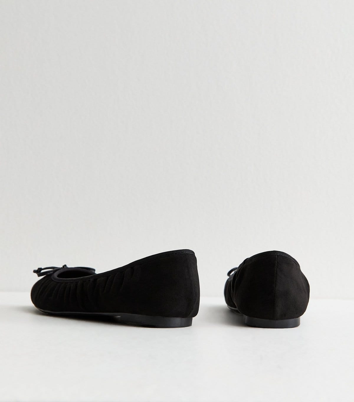 New Look Women's Black Faux Suede Bow Applique Ballerina Flats Vegan New Look - 4