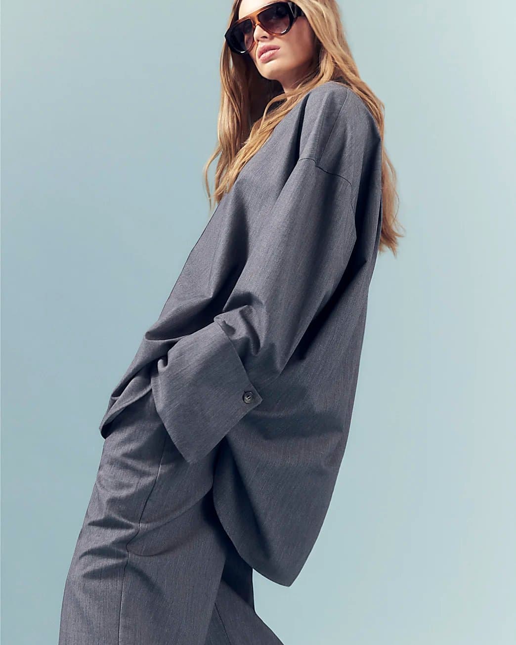River Island River Island Womens Grey Oversized Long Sleeve Shirt