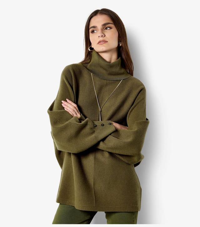 Apricot Women's Dark Khaki Roll Neck Oversized Batwing Jumper Apricot New Look - 2