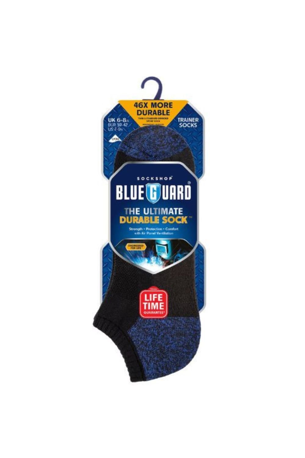 SOCKSHOP Blue Guard SOCKSHOP Blue Guard Men's 1 Pack Work Heavy Duty Ankle Socks with Reinforced Heel & Toe in Black - 2