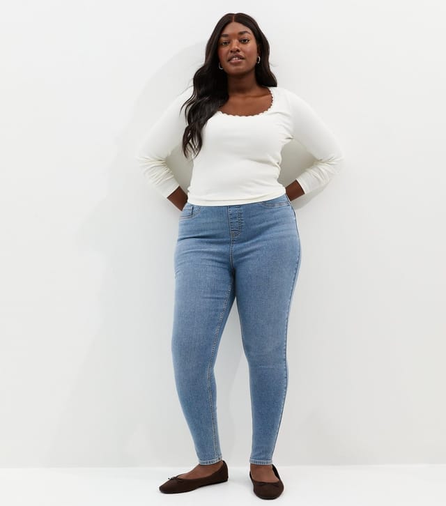 New Look Women's Plus Size Mid Blue Emilee Jeggings Curves New Look - 3