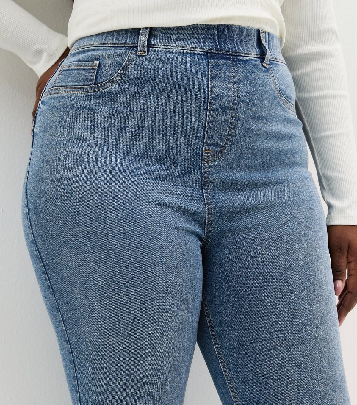 New Look Women's Plus Size Mid Blue Emilee Jeggings Curves New Look - 4