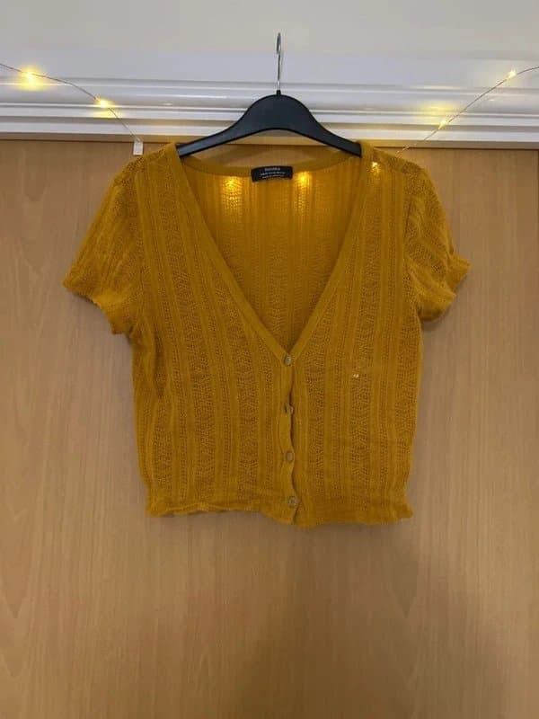 Bershka Knitted button up top