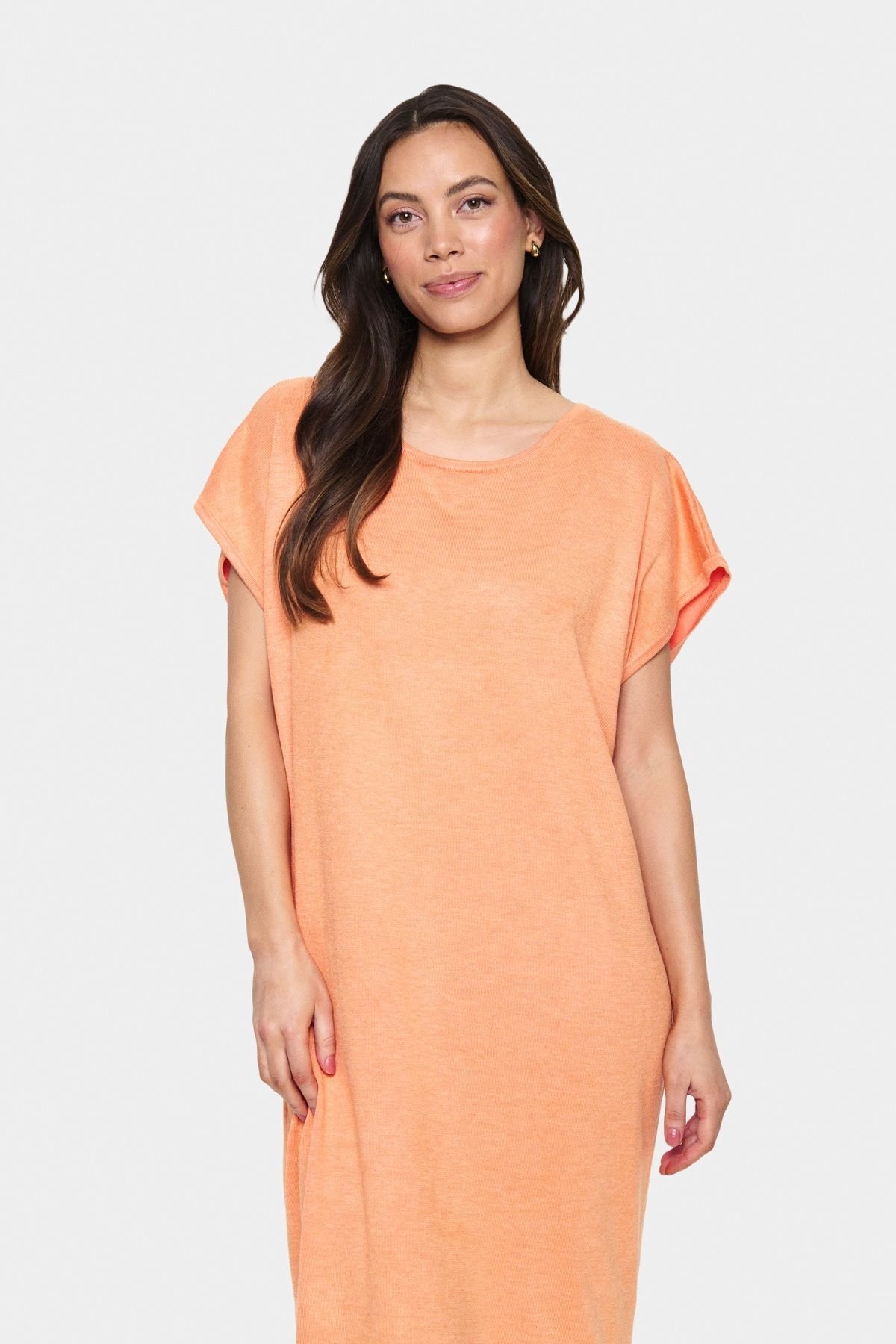 Saint Tropez Saint Tropez Women's MilaSZ Round Neck Short Sleeve Dress in Peach - 3