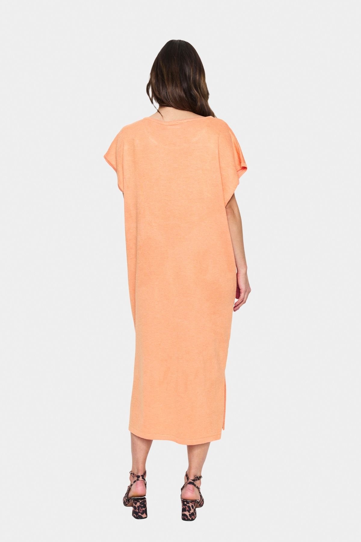 Saint Tropez Saint Tropez Women's MilaSZ Round Neck Short Sleeve Dress in Peach - 4