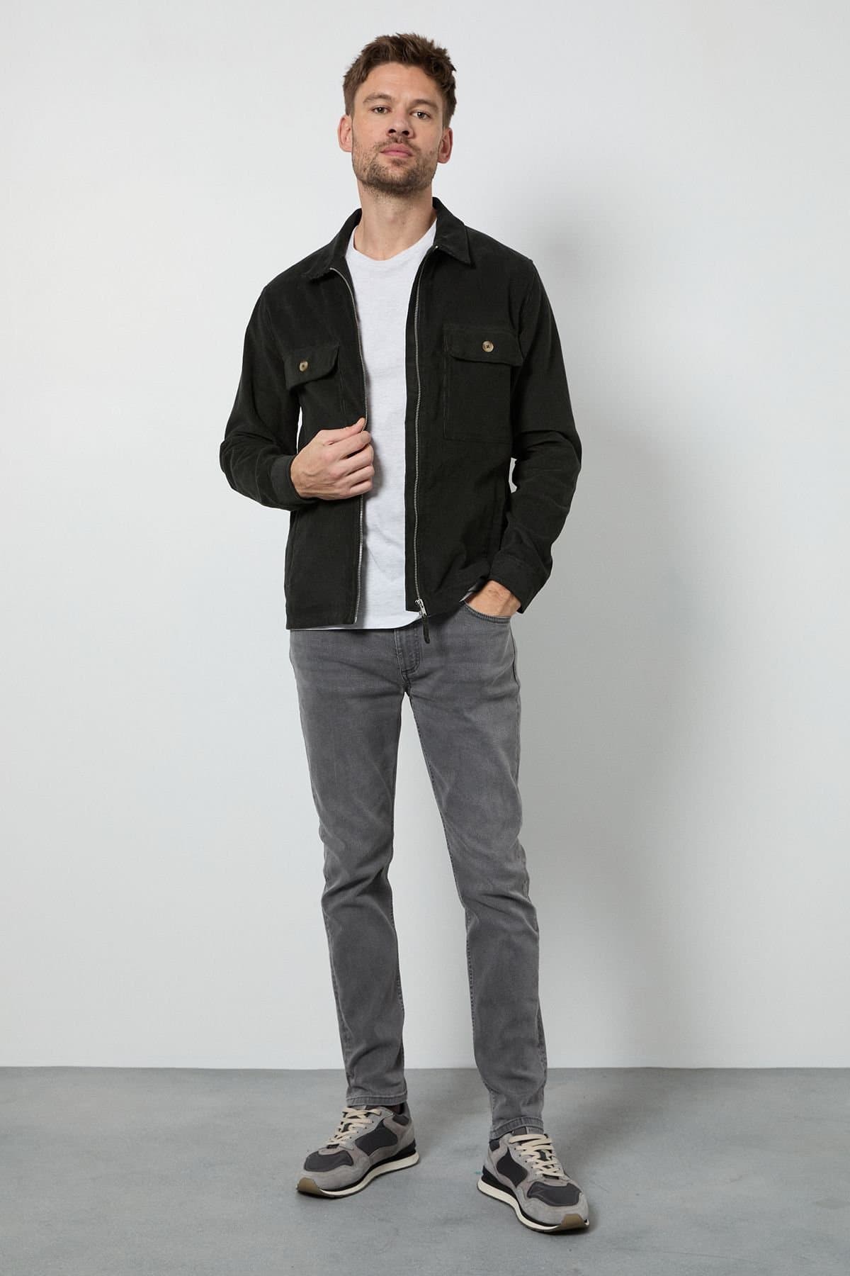 Burton Burton Men's Grey Stretch Skinny Fit Jeans