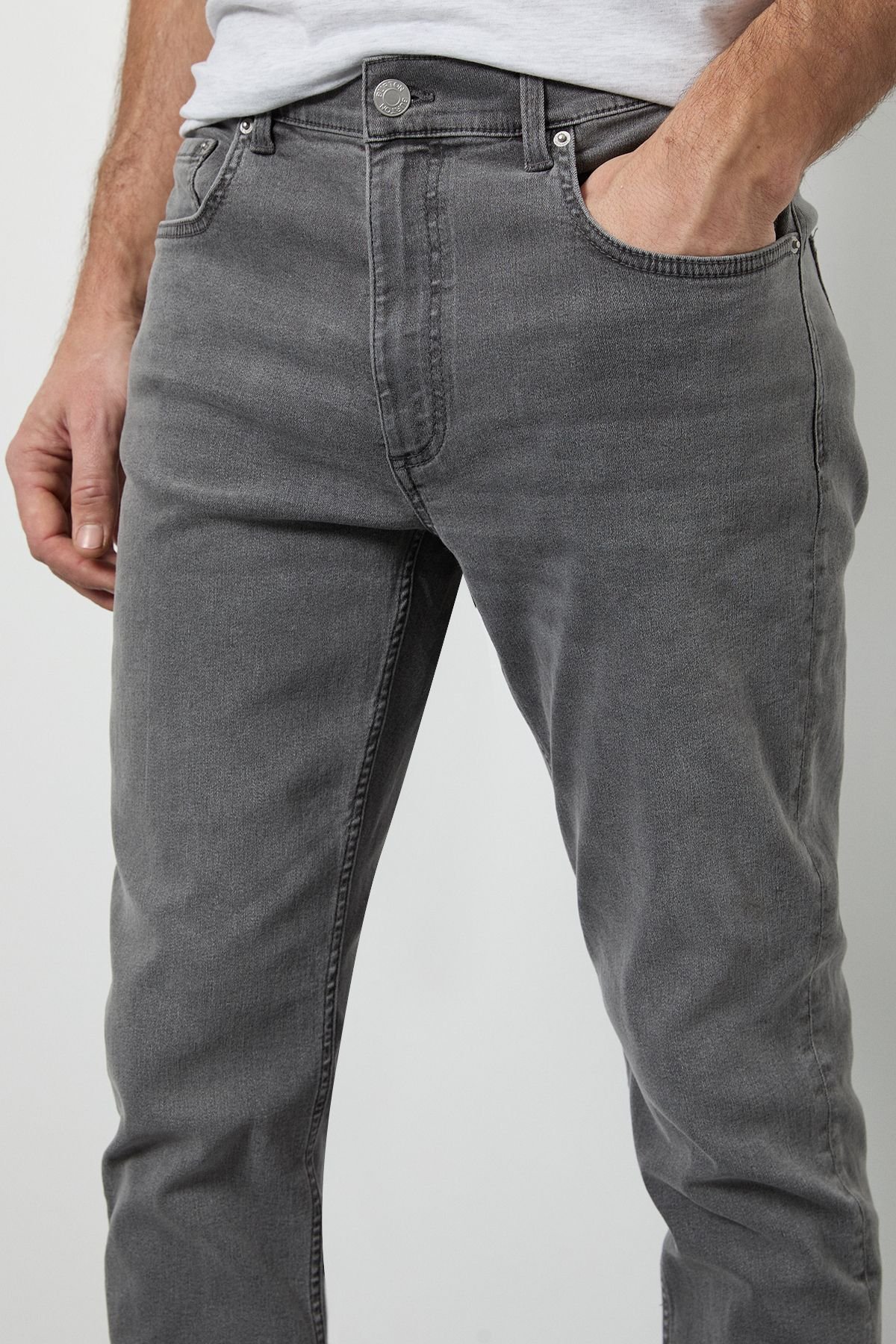 Burton Burton Men's Grey Stretch Skinny Fit Jeans - 4