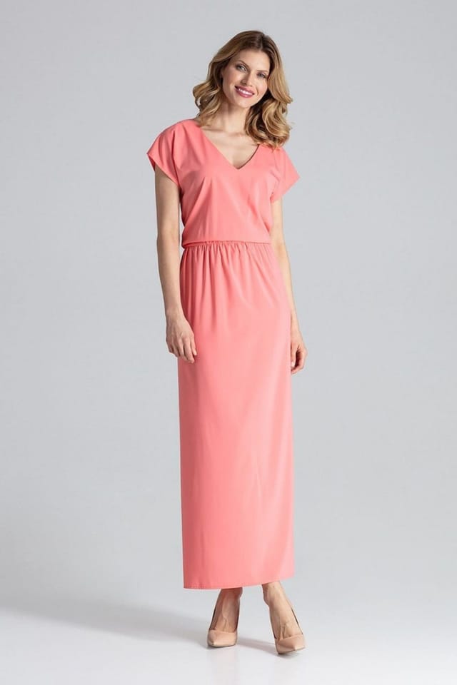 Love Lace Love Lace Women's Long Airy V Neck Dress With Side Slit in Pink - 3