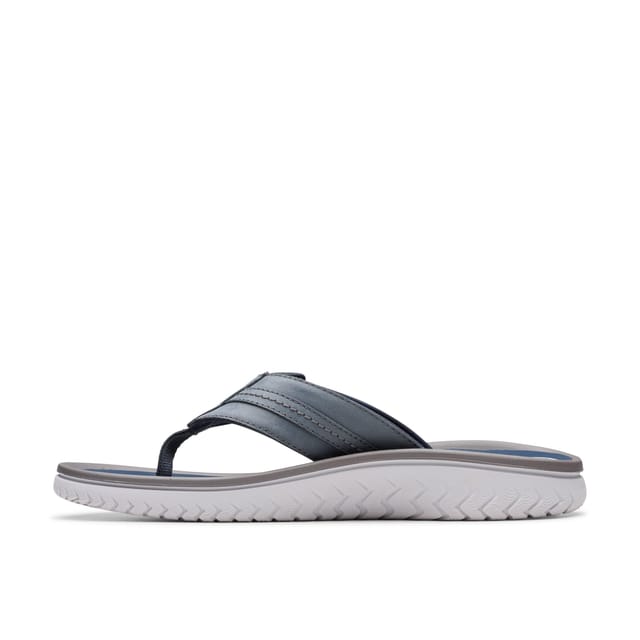Clarks Clarks Men's Wesley Sun Navy Leather Flat Sandals, Flip Flops in Blue - 2