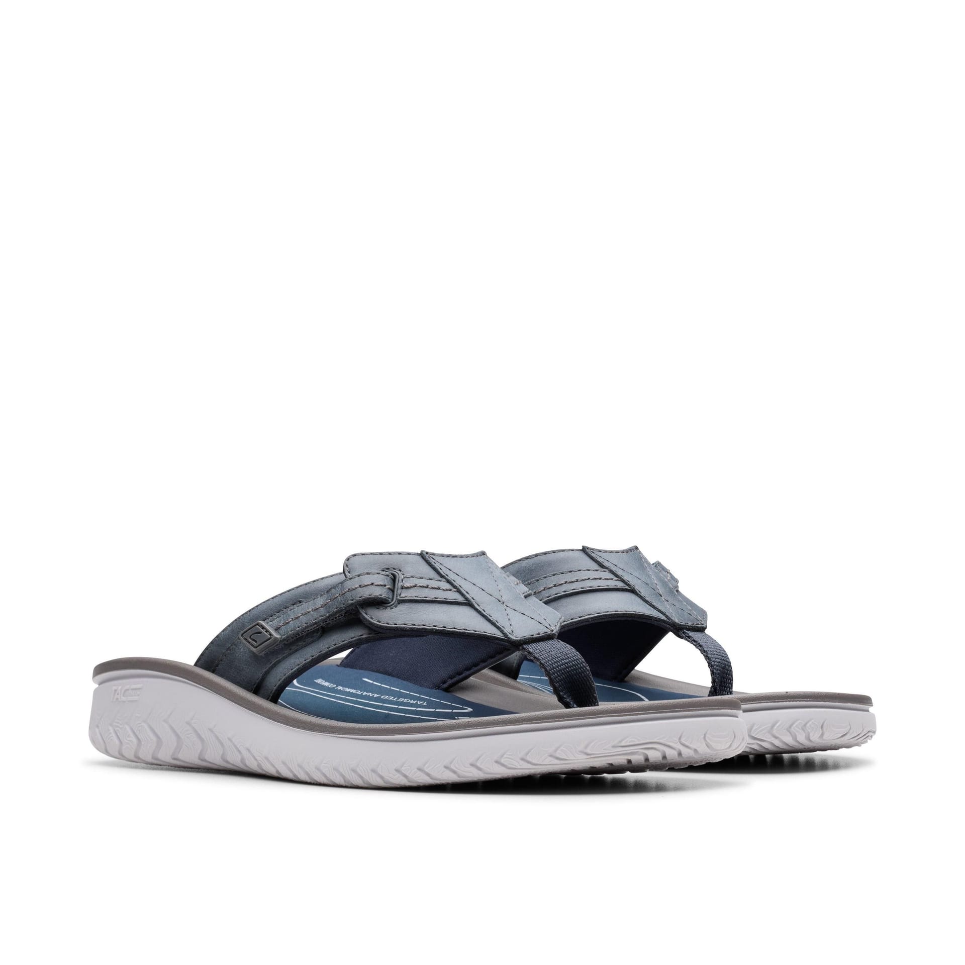 Clarks Clarks Men's Wesley Sun Navy Leather Flat Sandals, Flip Flops in Blue - 4