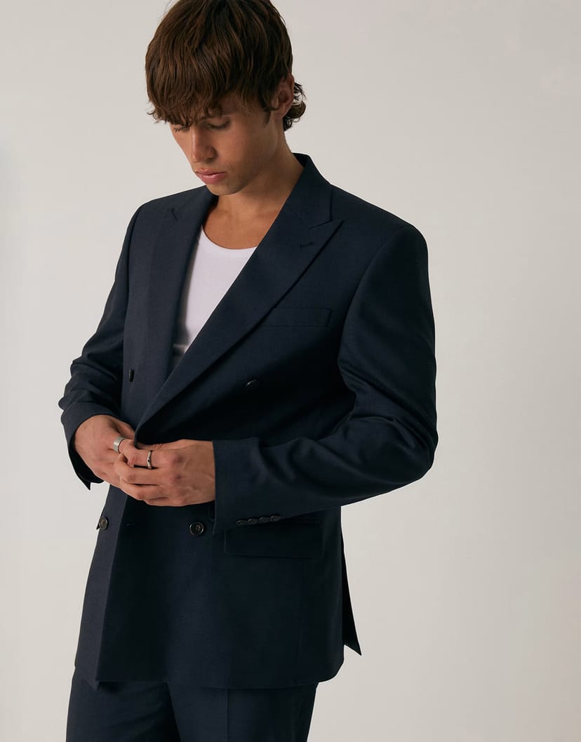 ASOS Threadbare Regular fit double breasted blazer in navy - 1