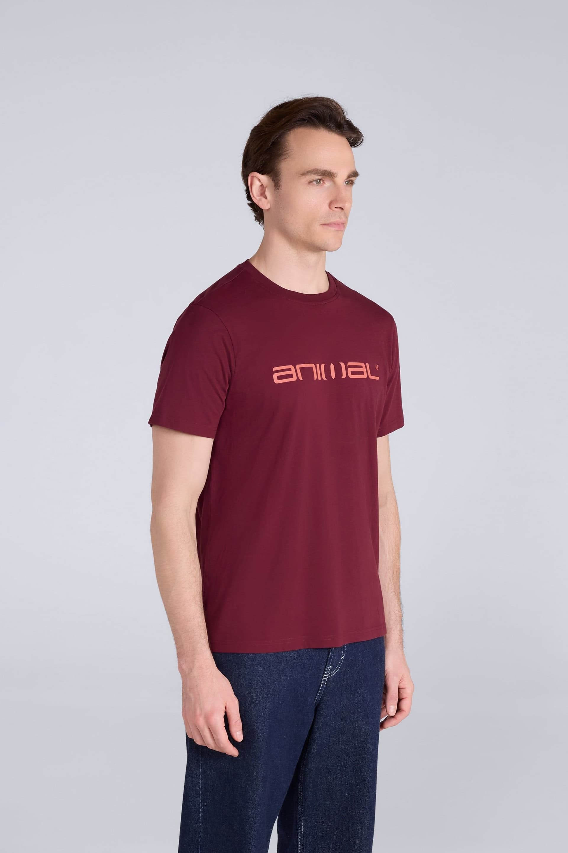 Animal Animal Men's 'Classico' Lightweight Breathable Soft Short Sleeve Cotton T-Shirt in Maroon