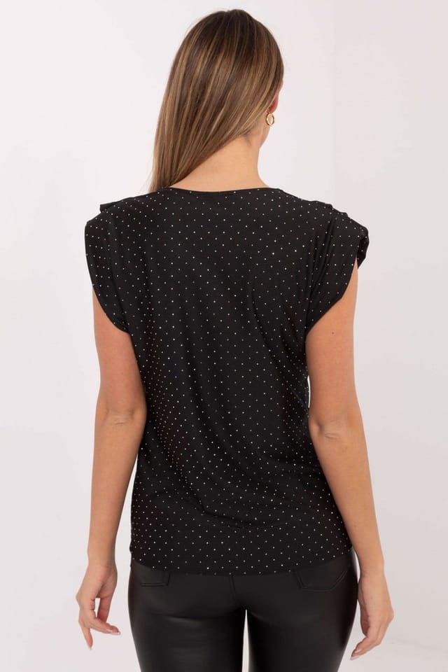 Love Lace Love Lace Women's Elegant Sleeveless Blouse with Jet Applique in Black - 3