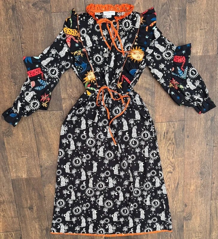 Never Fully Dressed Black Leopard Print Midi Dress